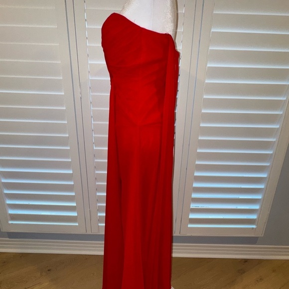 Faviana Red Strapless Prom Dress - Picture 8 of 14